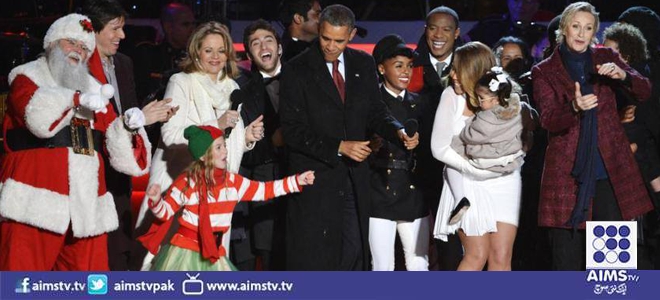 صدر اوباما کا نیشنل کرسمس ٹری روشن کرنے کی تقریب میں رقص -